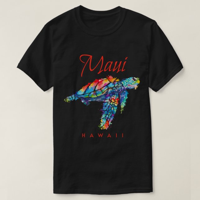 Camiseta Maui Hawaii - Watercolor Sea Turtle (Frente do Design)