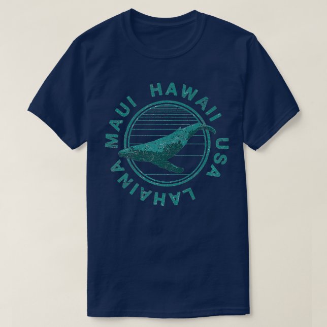 Camiseta MAUI Hawaii Whale Lahaina Retro Havaiano (Frente do Design)