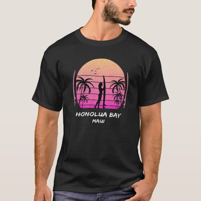 Camiseta Maui Honolua Baía Surfing Palms Ondas Oceanas Aloh (Frente)
