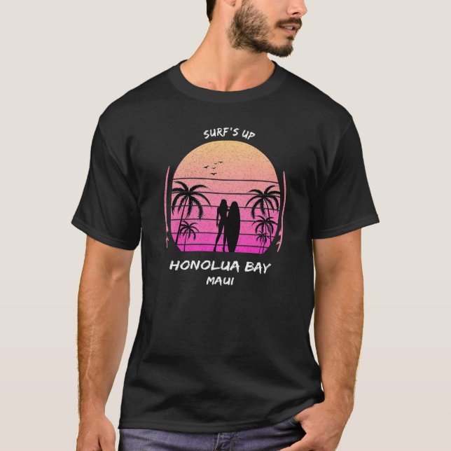 Camiseta Maui Honolua Bay Surf em Palms Aloha Surfing Ha (Frente)