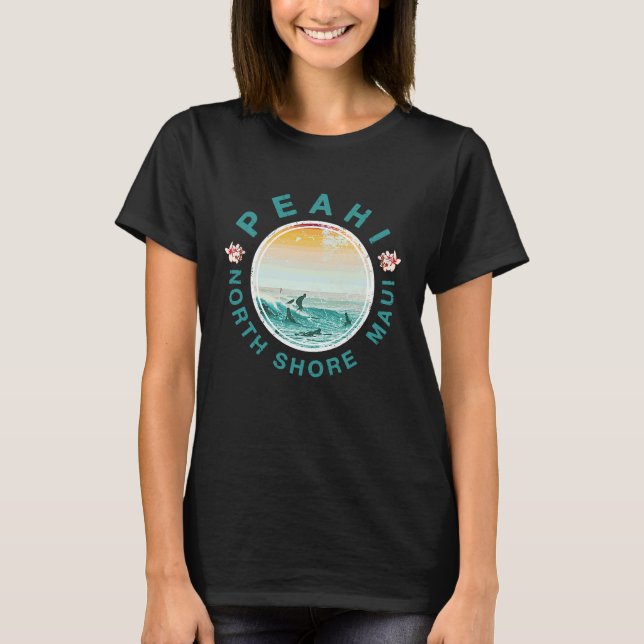 Camiseta Maui Peahi Surfing Hawaiian Retro (Frente)