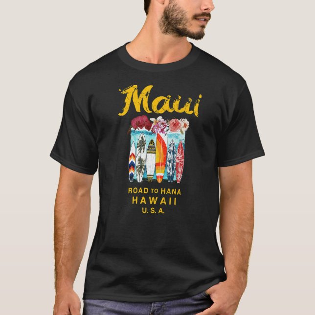 Camiseta Maui Road to Hana Surfing Hawaiian (Frente)