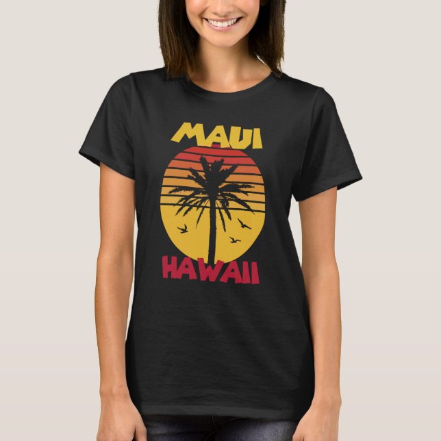 Camiseta Maui Vacation Hawaii Palm trees Beach Ocean Surfin (Frente)