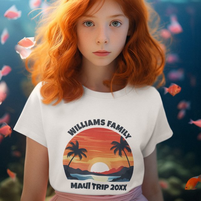 Camiseta Maui Vacation Sunrise Palm Trees Custom Girl (Criador carregado)