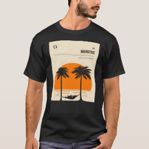 Camiseta Maurícia Vintage Arte Mínima do Poster de viagens