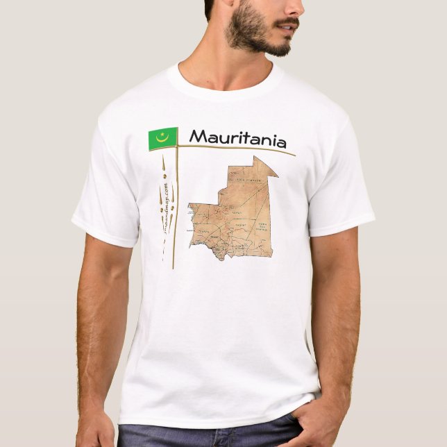 Camiseta Mauritânia Mapa + Bandeira + Título (Frente)