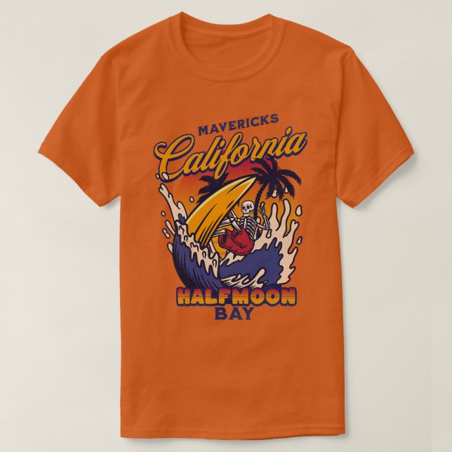 Camiseta Mavericks Half Moon Bay California Big Wave Surfin (Frente do Design)