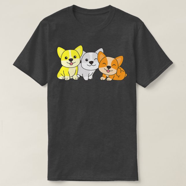 Camiseta Maverique Flag Pride Lgbtq Dogs Maverique Corgi808 (Frente do Design)