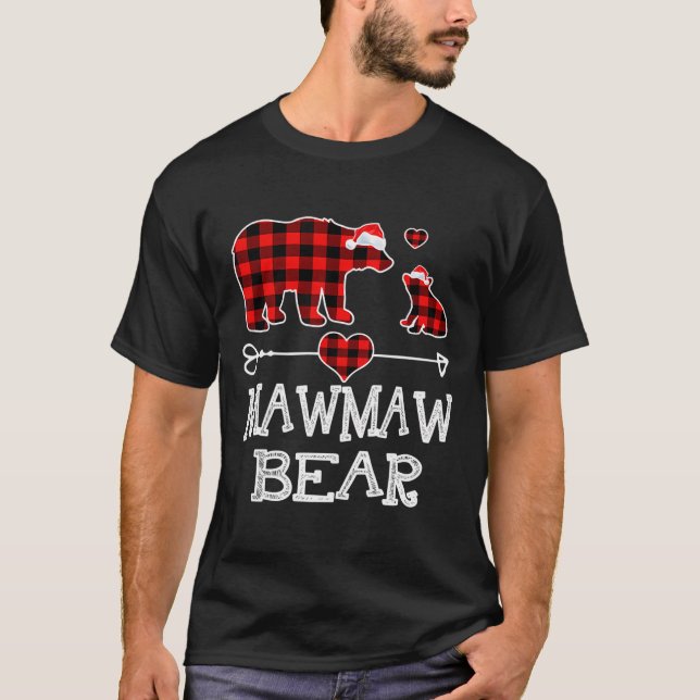 Camiseta Mawmaw Bear Christmas Pajama Red Xadrez Buffalo Fa (Frente)