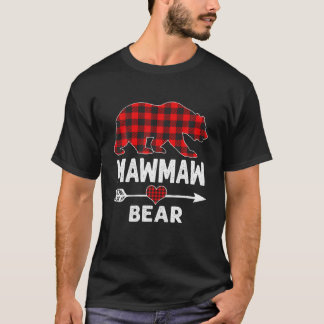 Camiseta Mawmaw Bear Christmas Pajama Red Xadrez Buffalo Fa