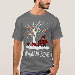 Camiseta Mawmaw Bear Christmas Pajama Red Xadrez Buffalo Fa