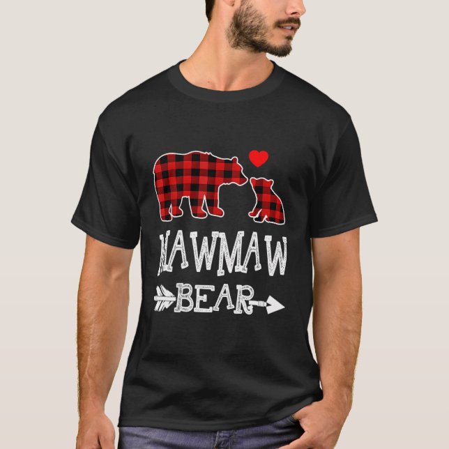 Camiseta Mawmaw Bear Christmas Pajama Red Xadrez Buffalo Fa (Frente)
