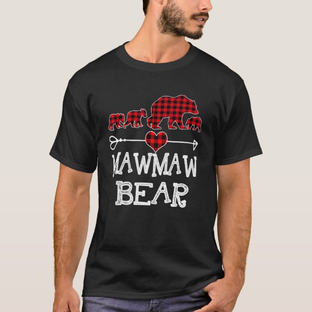Camiseta Mawmaw Bear , Red Buffalo Xadrez Mawmaw Bear Pajam (Frente)