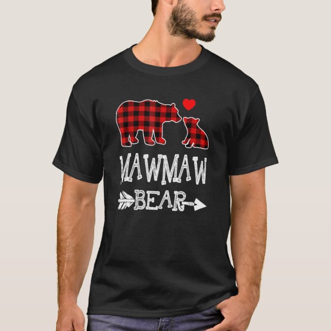 Camiseta Mawmaw Bear Red Buffalo Xadrez Vovó Urso Pajama (Frente)
