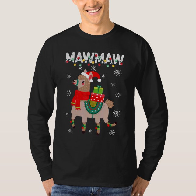 Camiseta Mawmaw  Christmas Llama Lights Matching Family (Frente)