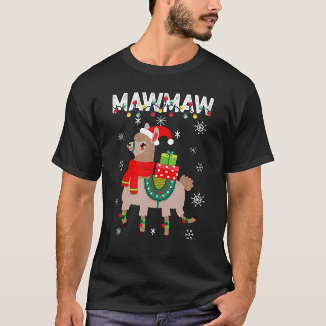Camiseta Mawmaw  Christmas Llama Lights Matching Family (Frente)