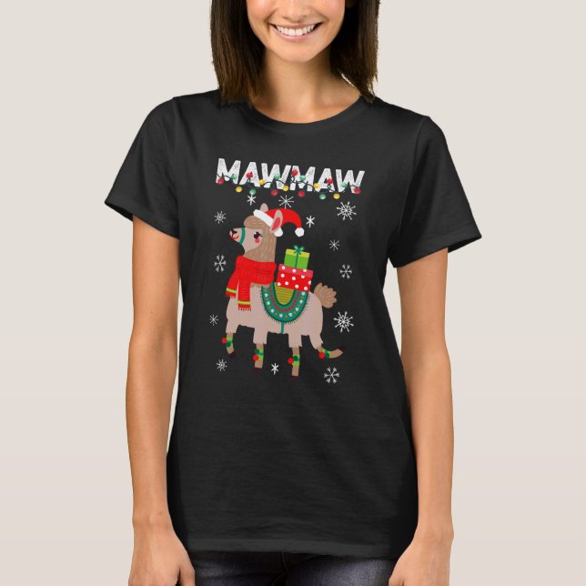 Camiseta Mawmaw  Christmas Llama Lights Matching Family (Frente)
