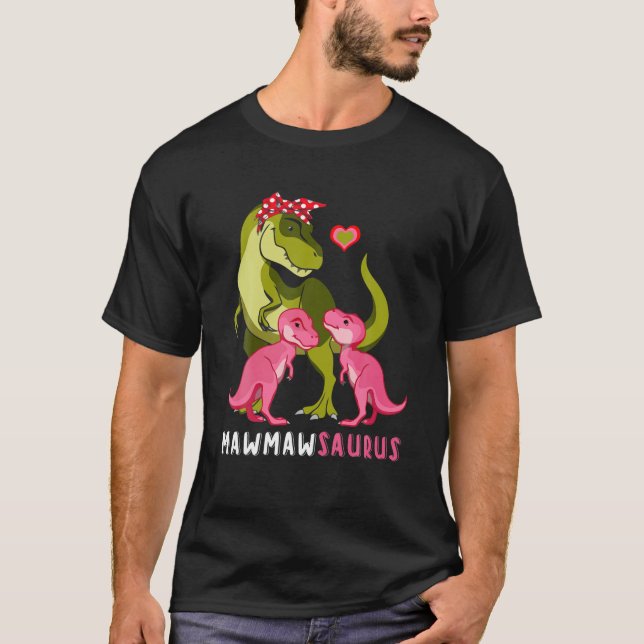 Camiseta Mawmaw Dinosaur Funny 2 Duas Crianças Mawmawsaurus (Frente)