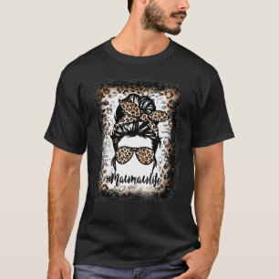 Camiseta Mawmaw Life Leopard Messy Bun Mulheres Mothe