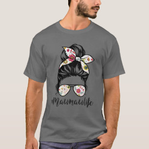 Camiseta Mawmaw Life Messy Hair Bun Floral Mulheres D