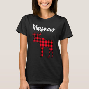 Camiseta Mawmaw Moose Buffalo Red Xadrez Natal Pajama Fa