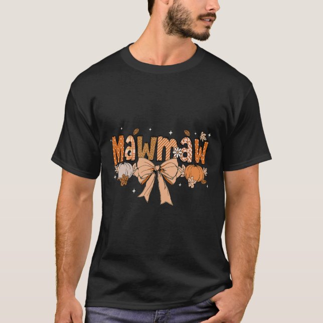 Camiseta Mawmaw Pumpkin Fall Coquette Arco de Ação de Graça (Frente)