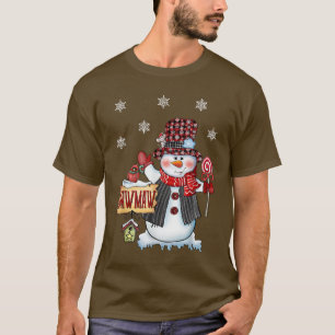 Camiseta Mawmaw Snowman Candy Cane Red Xadrez Sant