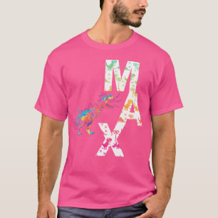 Camiseta Max - Meninos Legal Nome Com Dinossauros Coloridos