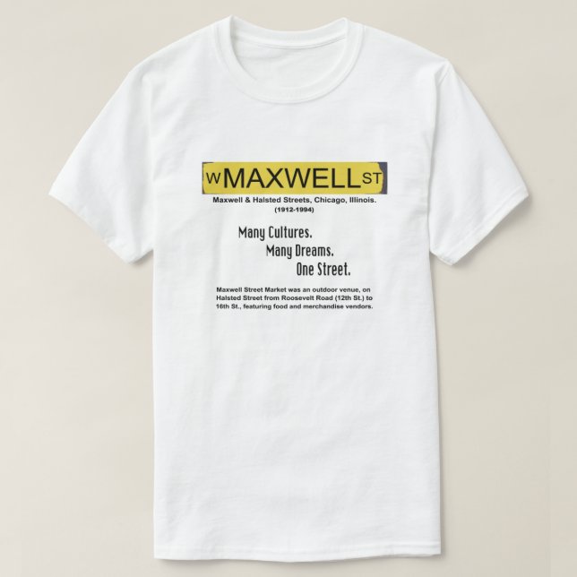 Camiseta Maxwell Street Market, Chicago, Illinois (Frente do Design)