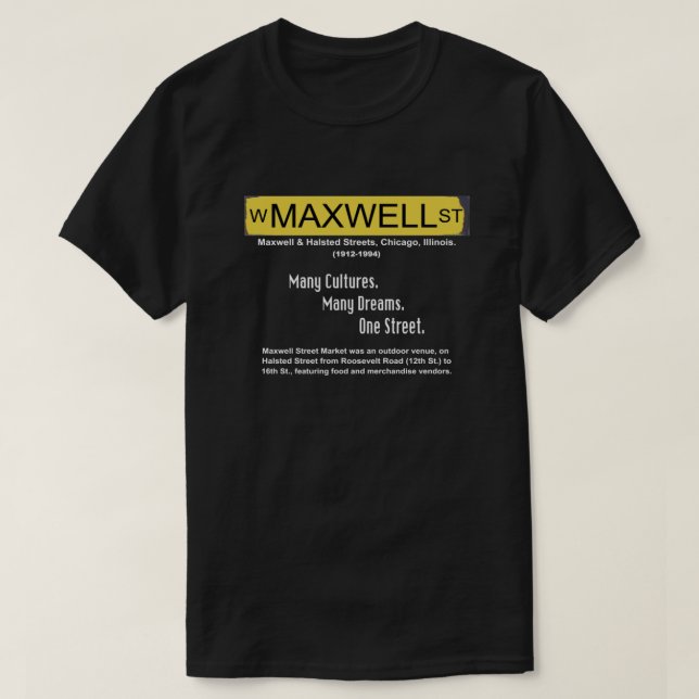 Camiseta Maxwell Street Market, Chicago, Illinois (Frente do Design)
