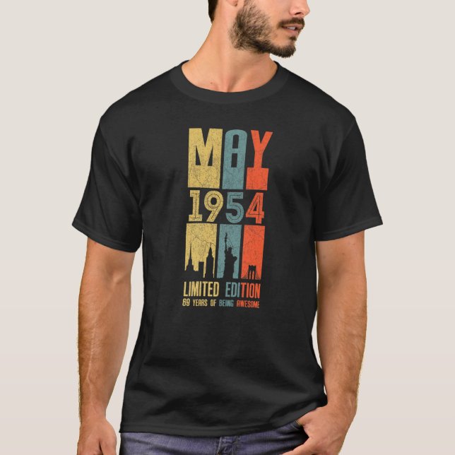 Camiseta May 1954 69 Birthday 69 Year Old 1954 Birthday Vin (Frente)