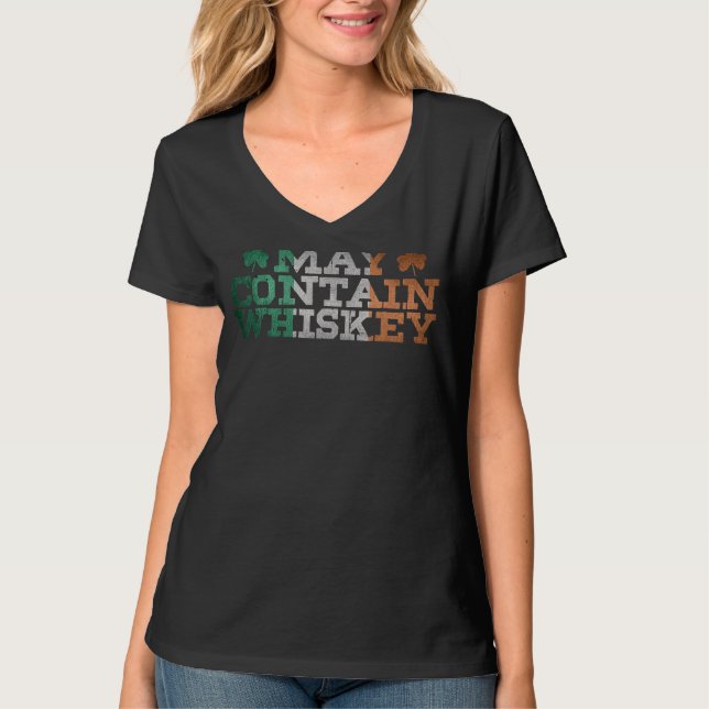 Camiseta May Contain Whiskey Irish Flag Rua Patrick (Frente)