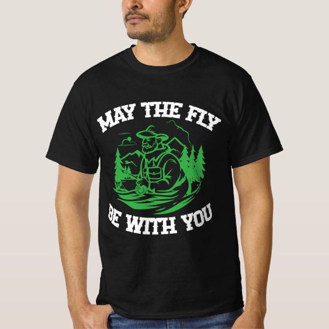 Camiseta "May the fly be with you" fly fishing sports SVG (Frente)