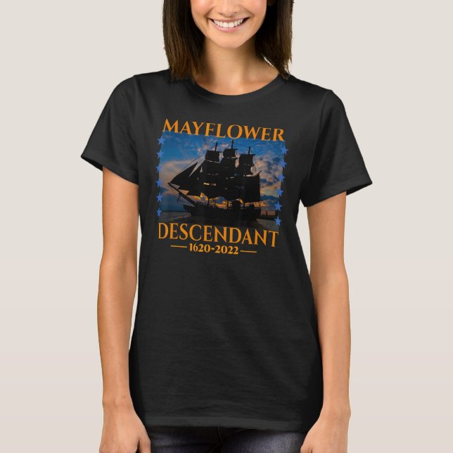 Camiseta Mayflower Descendente 402 Anos 2022 Navio Mayflowe (Frente)