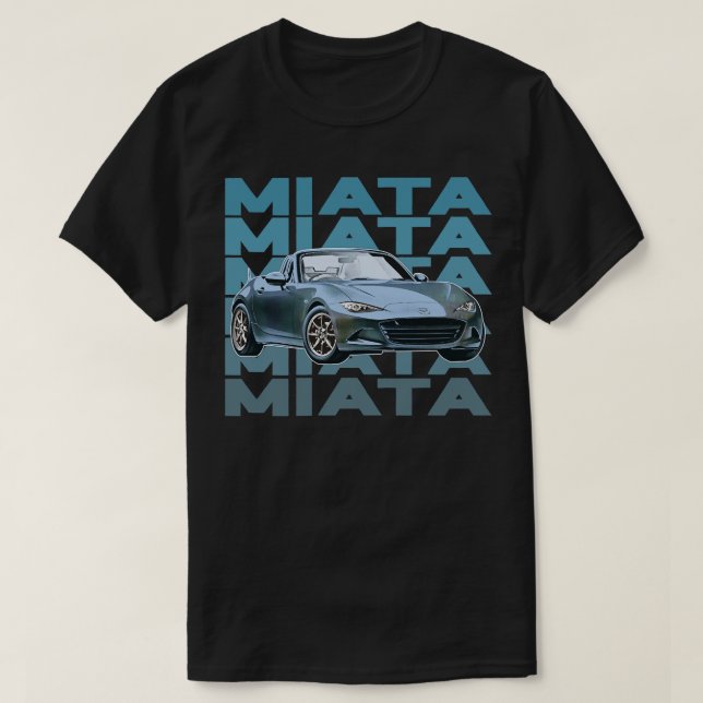 Camiseta Mazda Miata Blue Retro Style Sunset Design (Frente do Design)