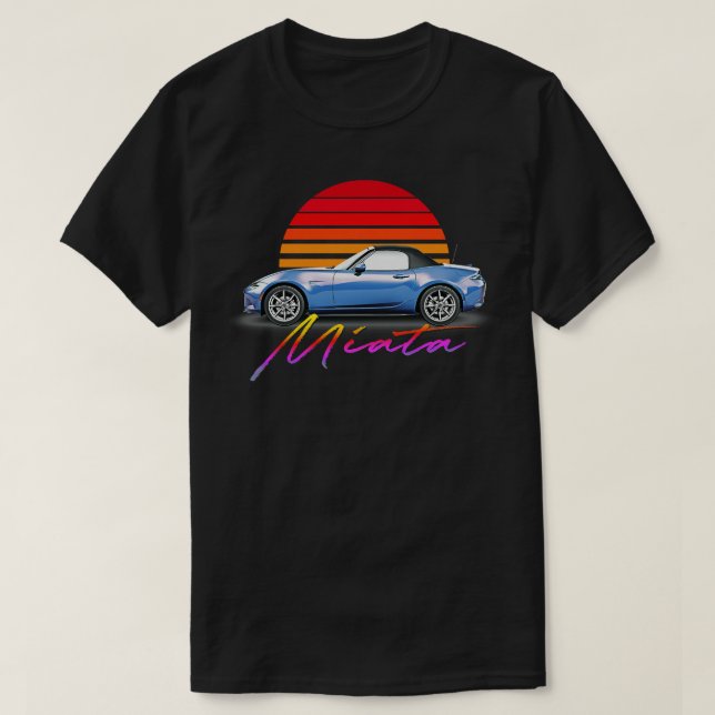 Camiseta Mazda Miata Blue Retro Style Sunset Design 1 (Frente do Design)