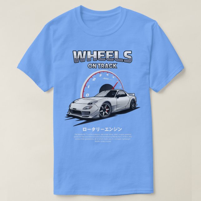 Camiseta Mazda RX7 Rodas No Caminho (Frente do Design)
