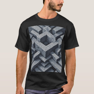 Camiseta Maze 3D: Cubos Geométricos em Perspectiva