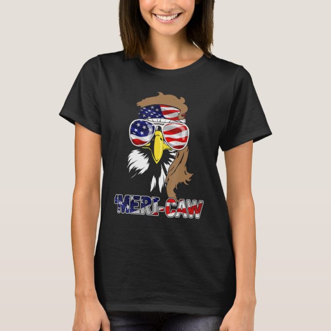 Camiseta Mb35 Mullet Eagle Meri-Caw 4 De Julho De Independê (Frente)
