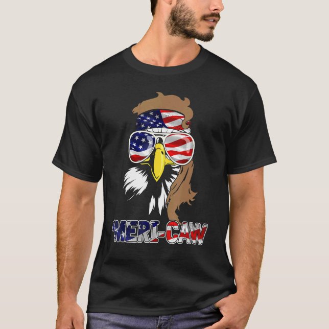Camiseta Mb35 Mullet Eagle Meri-Caw 4 De Julho De Independê (Frente)