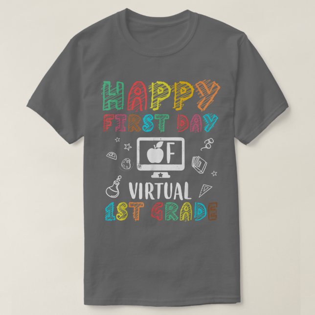 Camiseta mb Happy First Day Of Virtual 1 rua Grade Back To  (Frente do Design)