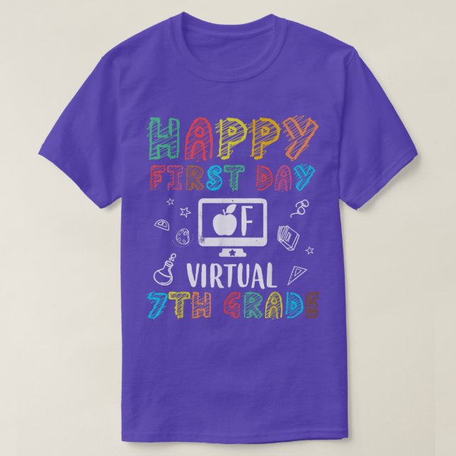 Camiseta mb Happy First Day Of Virtual 7 Grade Back To Sc (Frente do Design)