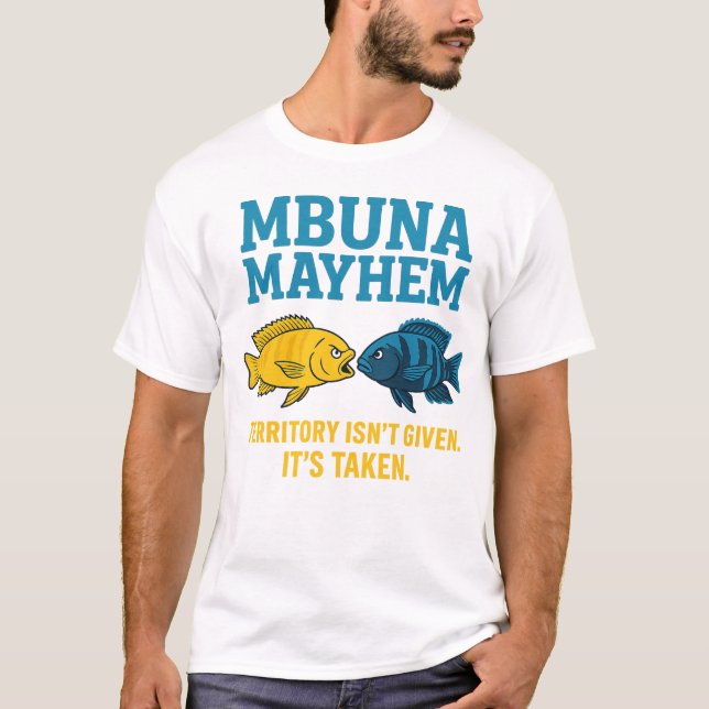 Camiseta Mbuna Mayhem - Lago Malawi Cichlid Fight Club (Frente)
