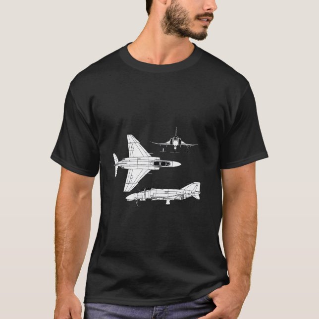 Camiseta McDonnell Douglas F-4 Phantom II Blueprint Aircraf (Frente)