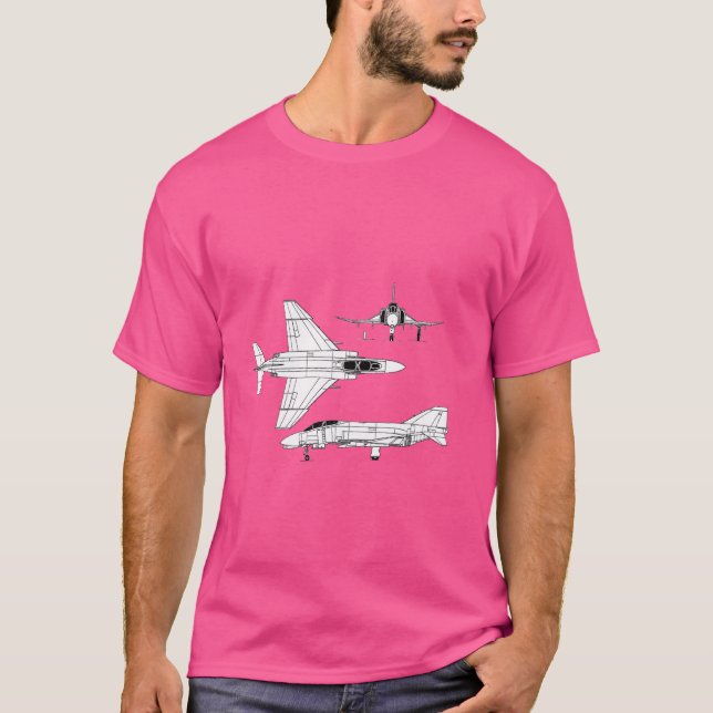 Camiseta McDonnell Douglas F-4 Phantom II Blueprint Aircraf (Frente)