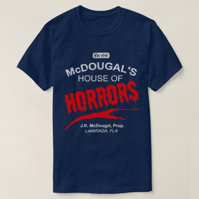 Camiseta McDougals House of Horrors angustiado (Frente do Design)