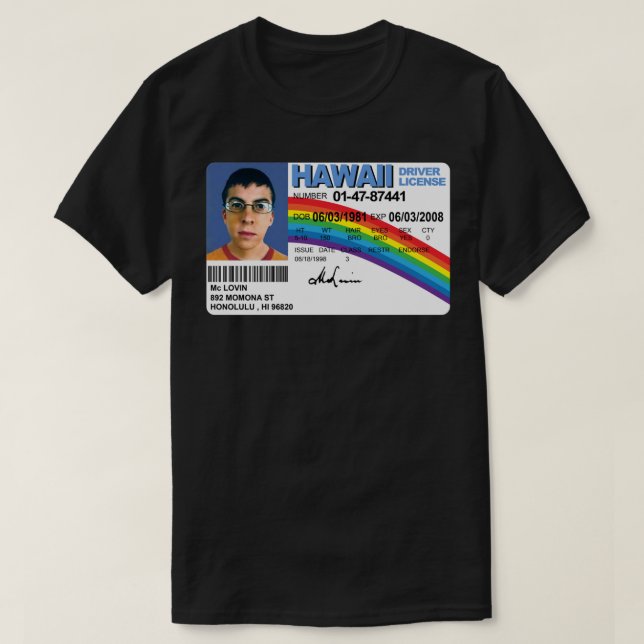 Camiseta McLovin - Adesivo de alta qualidade (Frente do Design)