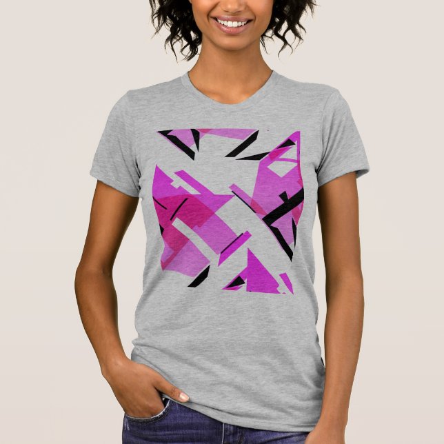 Camiseta MCM inspirado no formato Magenta Preto-Rosa Abstra (Frente)