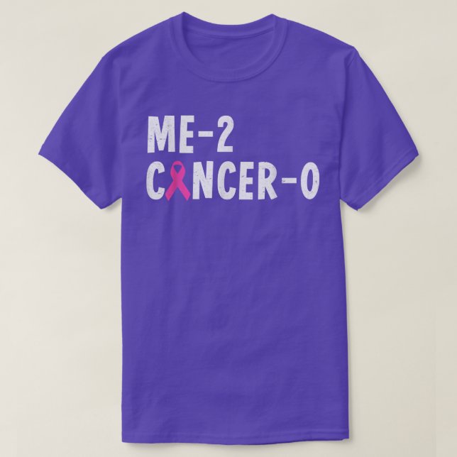 Camiseta Me 2 Cancer 0 Pink Ribbon Breast Cancer Awareness  (Frente do Design)