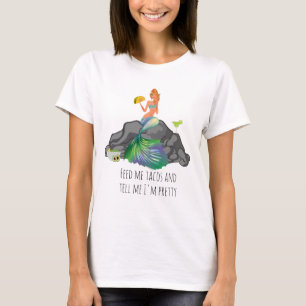Camiseta Me Alimenta com Tacos Me Diz Linda Sereia Comida M